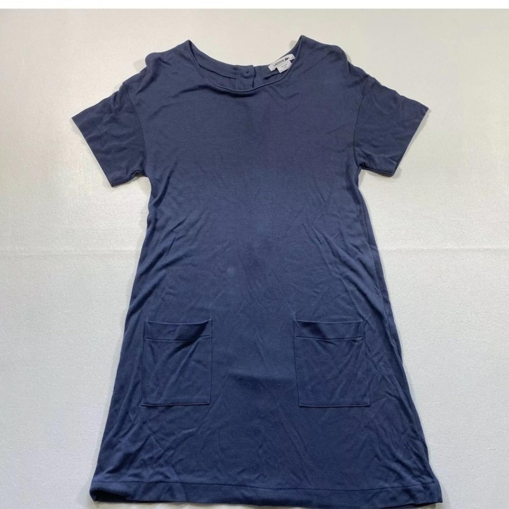 Lacoste 34 (S) Soft Viscose Button Back Short‎ Sleeve Dress With Pockets